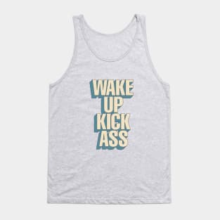 Wake Up Kick Ass in Pink Blue and White Tank Top